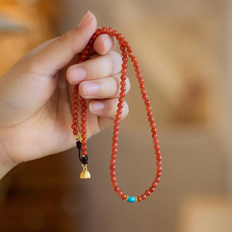 Buddha Stones 925 Sterling Silver Plated Gold Natural Red Agate Turquoise Confidence Bracelet Necklace Pendant Ring Set
