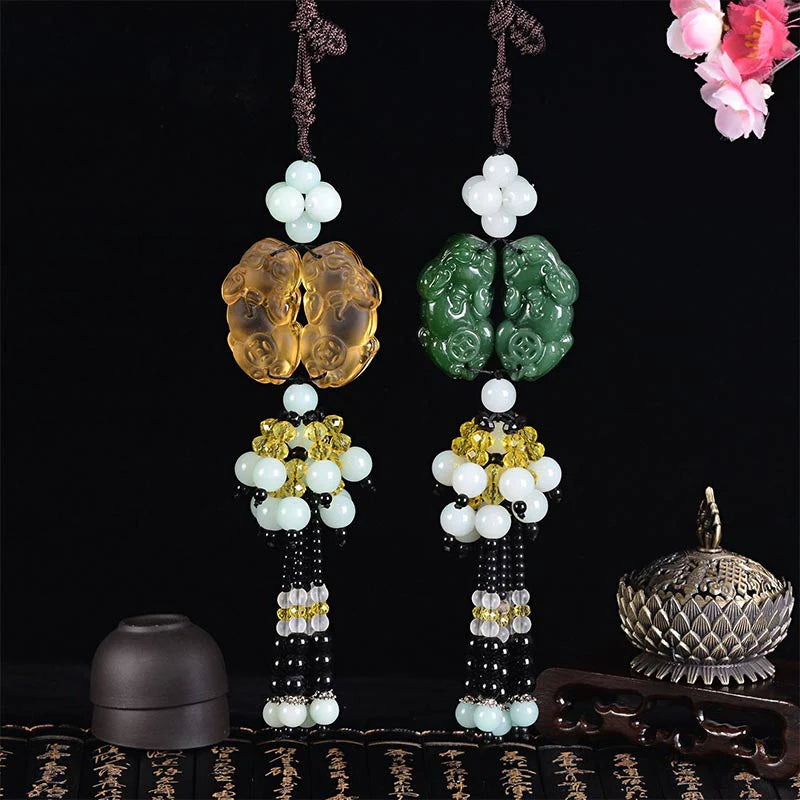 Buddha Stones FengShui Jade PiXiu Harmony Car Pendant Decoration (Extra 30% Off | USE CODE: FS30)