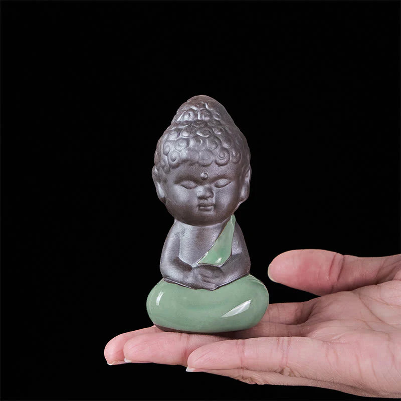 Buddha Stones Prayer Meditation Resting Monk Ceramic Statue Serenity Home Decoration