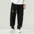 Buddha Stones Auspicious Clouds Cotton Linen Men's Drawstring Harem Pants With Pockets
