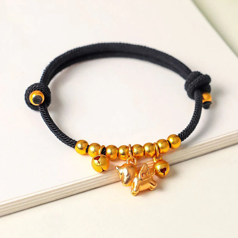 Buddha Stones Year Of The Horse Multiple Horse Styles Rope Luck Strength Adjustable Bracelet