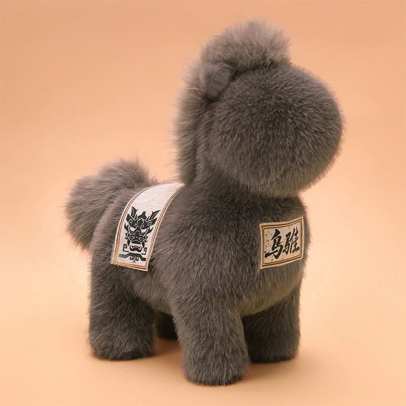 Buddha Stones Year Of The Horse Embroidered Saddle Pad Plush Doll Home Decoration