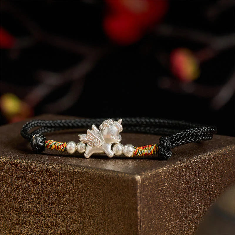 Buddha Stones 925 Sterling Silver Year Of The Horse Prosperity String Bracelet