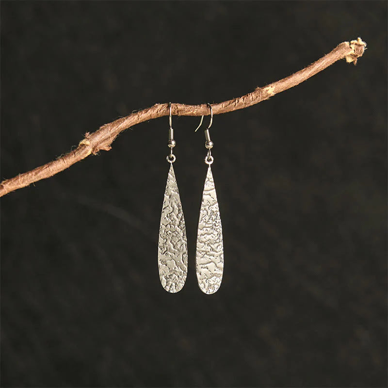 Buddha Stones Elegant Titanium Steel Balance Hammer Marks Earrings