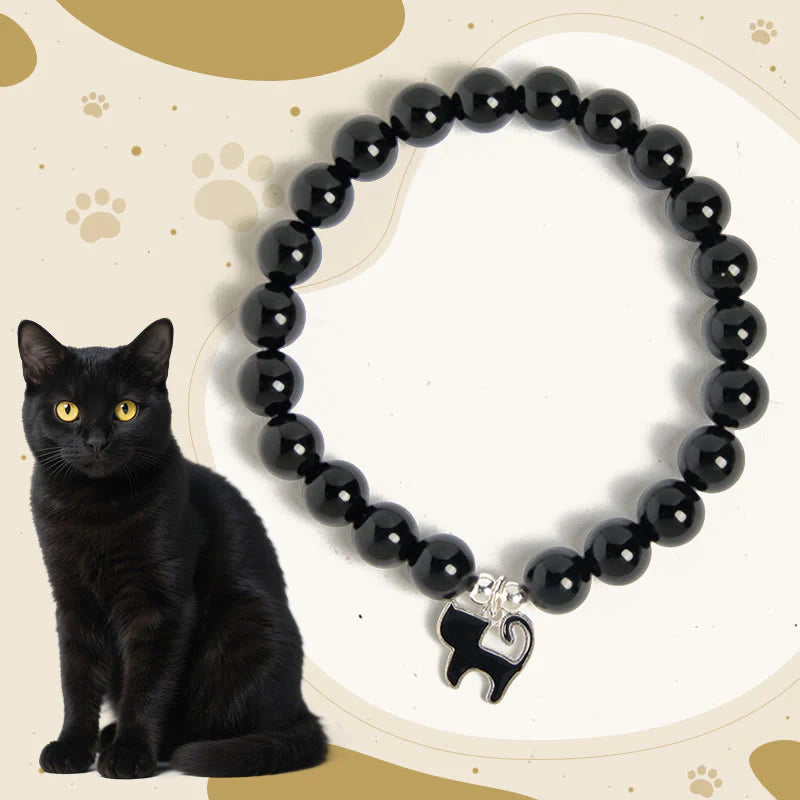 Buddha Stones 925 Sterling Silver Kitten Charm Black Cat Natural Black Onyx Protection Bracelet