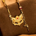 Buddha Stone 24k Gold Plated Brass Fox Design Tassel Pendant Necklace