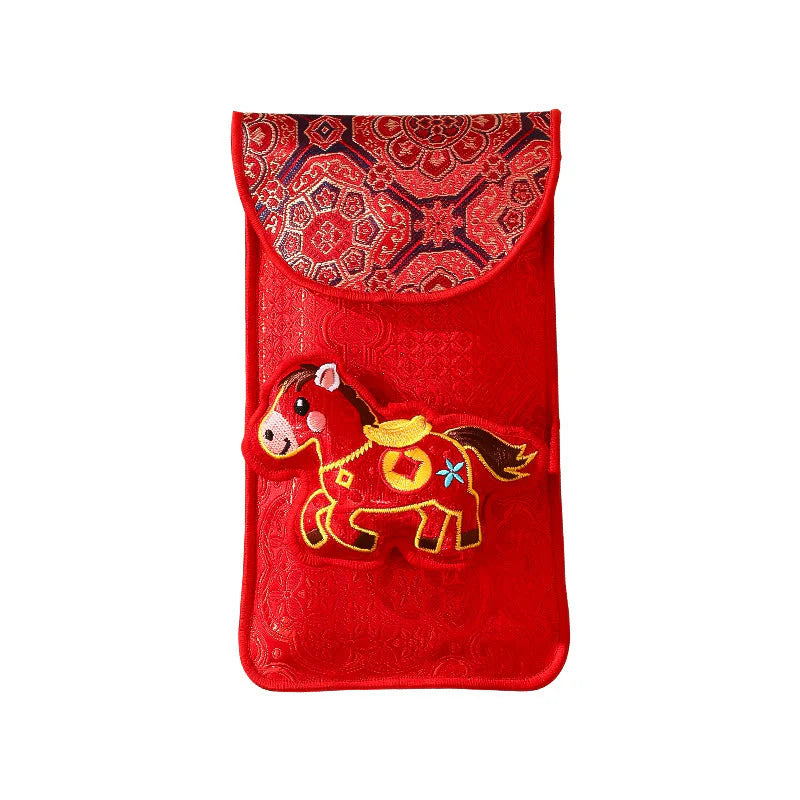 Buddha Stones Year Of The Horse 2026 New Year Fu Character Lucky Embroidery Chinese Red Envelope