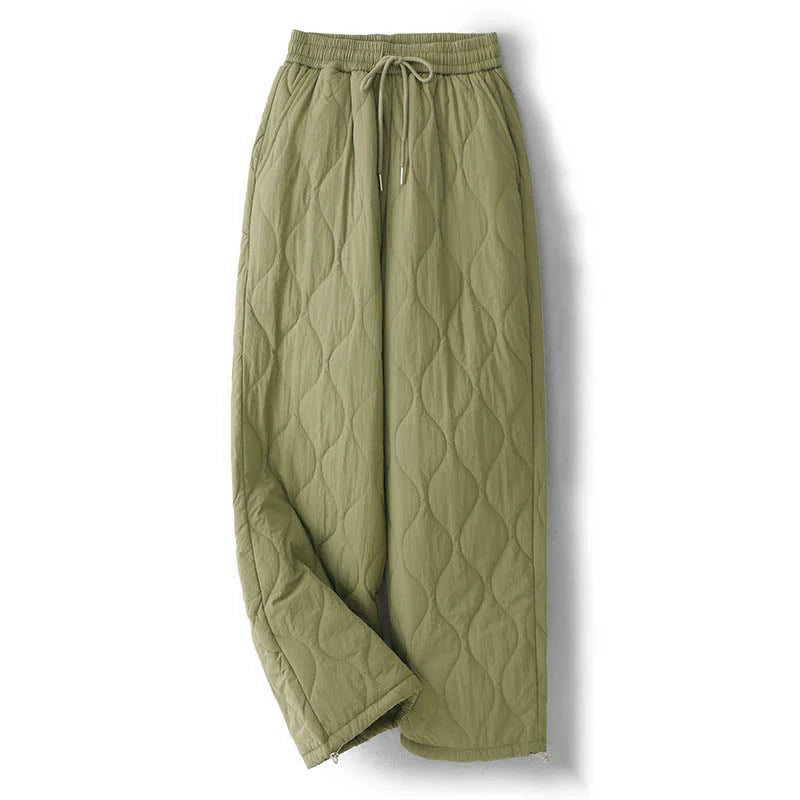 Buddha Stones Women's Plain Elastic Cuff Design Drawstring Thermal Thickened Pants With Pockets