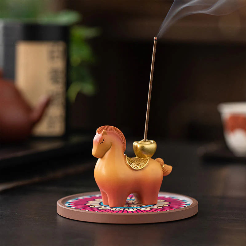 Buddha Stones Year Of The Horse 2026 New Year Ingot Attracting Wealth Home Decoration Incense Burner