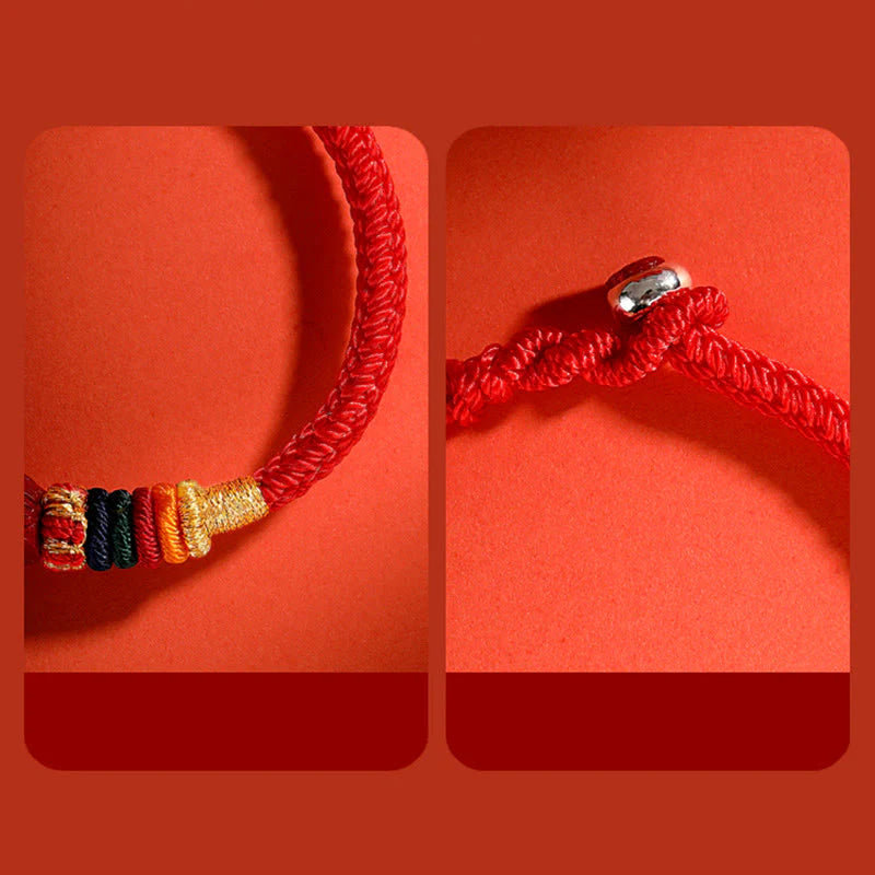 Buddha Stones Year of the Dragon 925 Sterling Silver Chinese Zodiac Cinnabar Auspicious Matches Blessing Bracelet (Extra 35% Off | USE CODE: FS35)