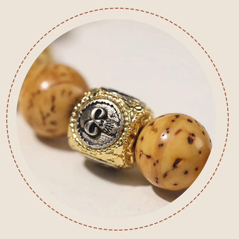 Buddha Stones Tibetan Natural Purple Gold Rat Bodhi Seed Wealth Double Wrap Bracelet