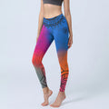 Buddha Stones Rose Red Blue Mandala Flower Print Gym Leggings Women's Yoga Pants