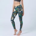 Buddha Stones Retro Pastoral Style Flowers Vines Pattern Print Gym Leggings Women's Yoga Pants