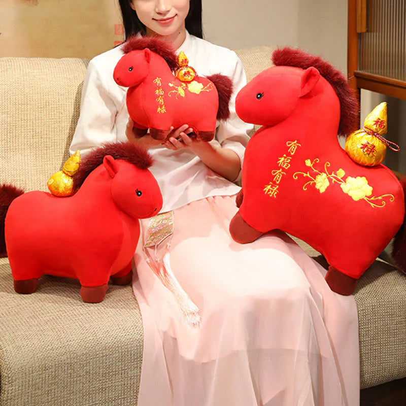 Buddha Stones Year Of The Horse Gourd Plush Doll Desk Fortune Prosperity Decoration