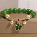 Buddha Stones Green Jasper Pearl Flower Balance Bracelet