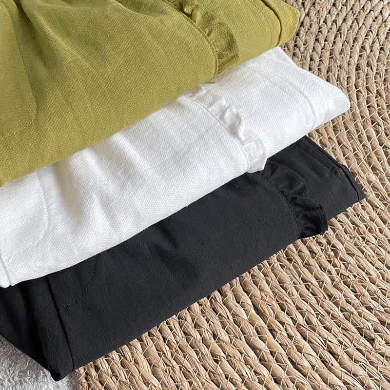 Buddha Stones Summer Drawstring Ruffle Elastic Waist Women's Shorts With Pockets