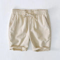 Buddha Stones Summer Solid Color Drawstring Elastic Waist Men's Cotton Linen Shorts With Pockets