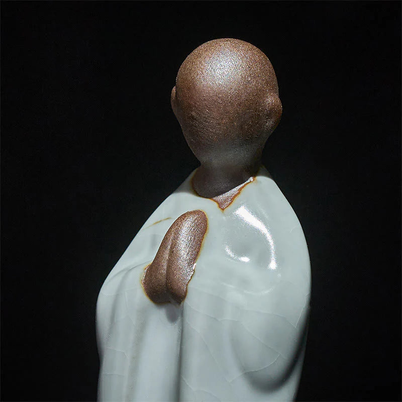 Buddha Stones Meditation Monk Ceramic Statue Serenity Home Decoration