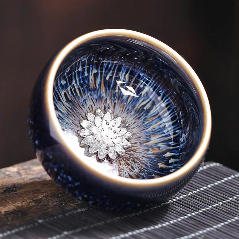 Buddha Stones Handmade Chinese Jianzhan Koi Fish Lotus Dragon Phoenix 12 Chinese Zodiac Ceramic Teacup Kung Fu Tea Cup 70ml