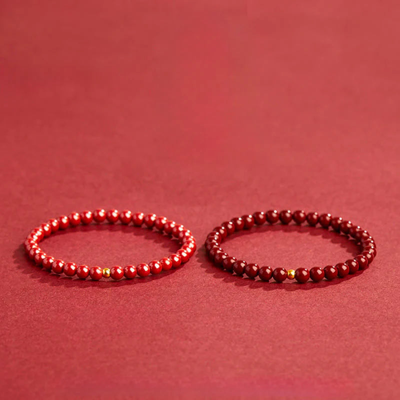 Buddha Stones 925 Sterling Silver Cinnabar Beads Blessing Bracelet