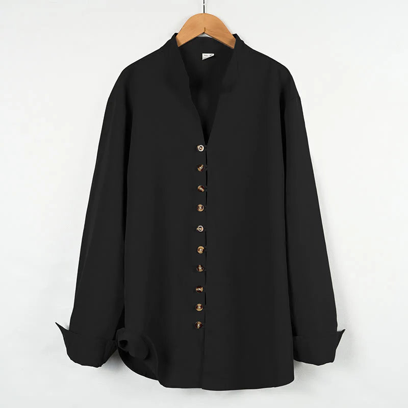 Buddha Stones Solid Color Buttons Fall Long Sleeve Men's Shirt