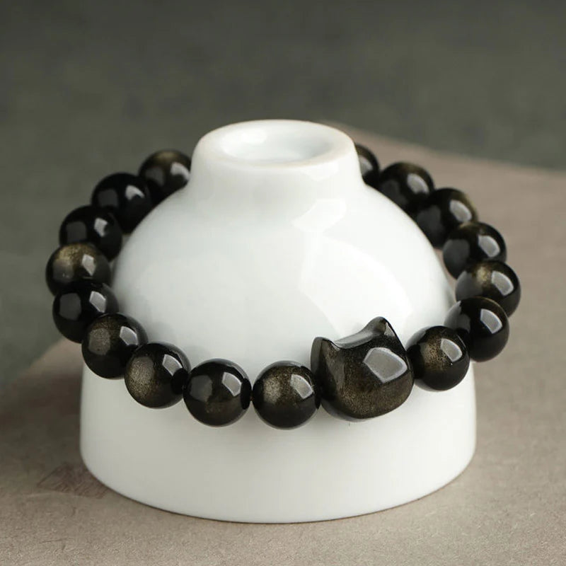 Buddha Stones All the best for Luck and Confidence Lovely Cat Bracelet Includes Gift Message Card