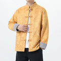 Buddha Stones Fall Jacquard Bamboo Frog-button Long Sleeve Men's Cotton Jacket With Pockets