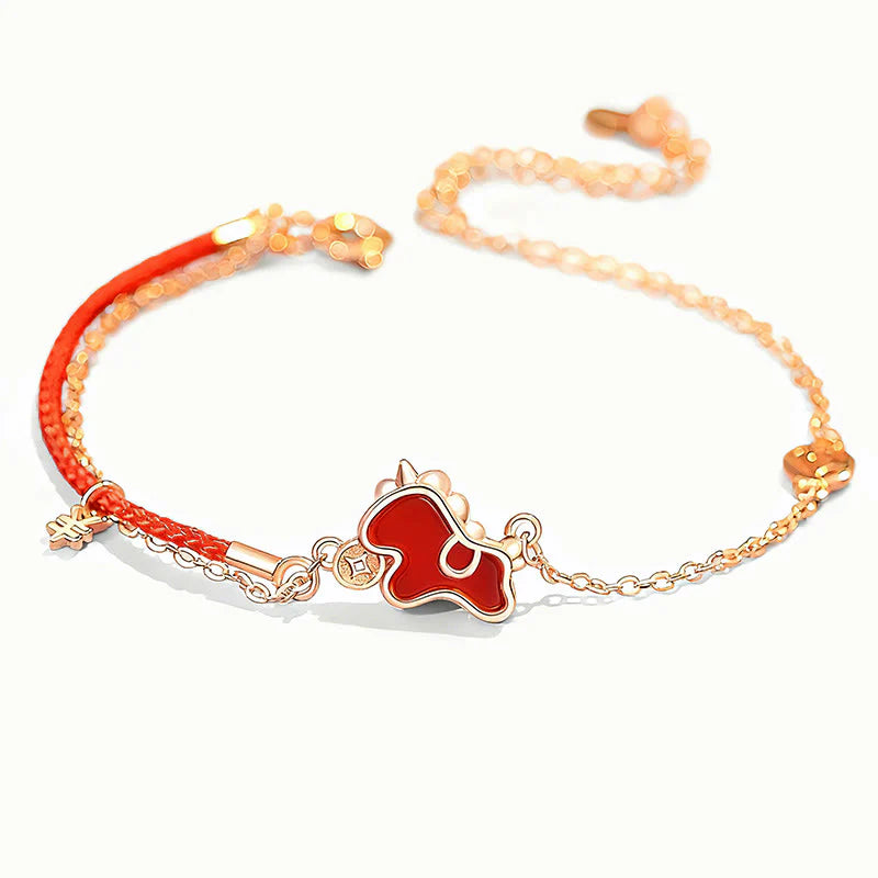 Buddha Stones 925 Sterling Silver Year Of The Horse Coin Charm Red Agate Blessing Necklace Pendant