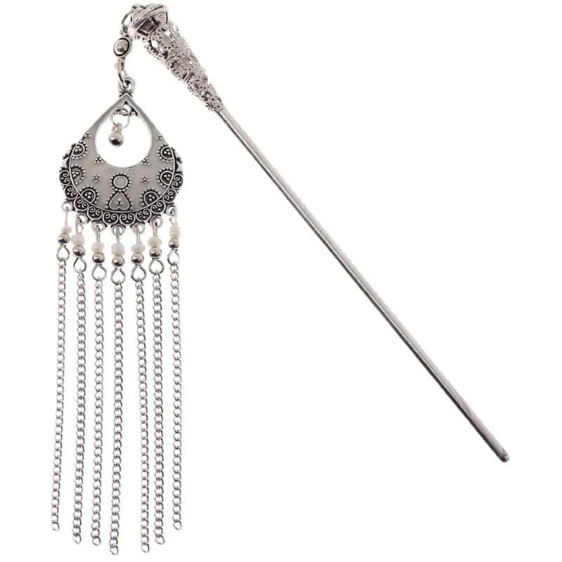 Buddha Stones Water Drop Lily of the Valley Flowers Tassels Confidence Hairpin