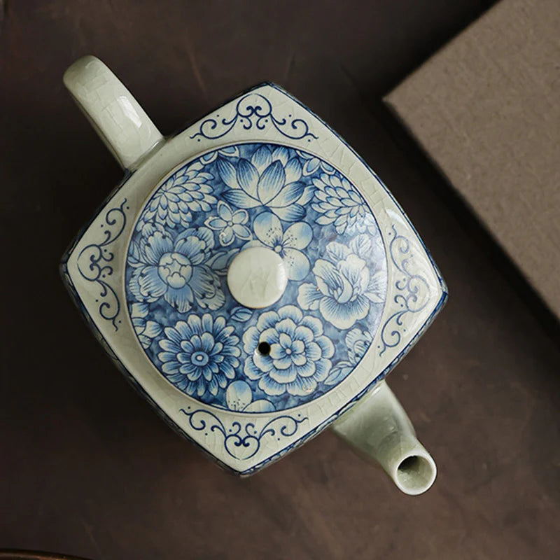 Buddha Stones Blue and White Porcelain Chinese Gongfu Tea Ceramic Kung Fu Teapot Cup Tea Filter Canister