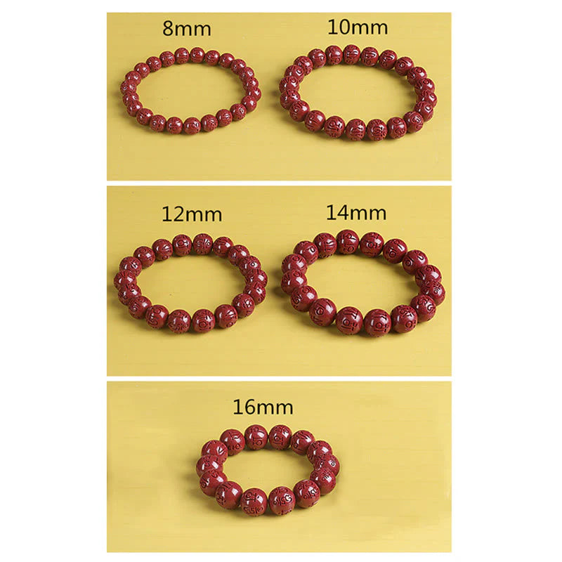 Buddha Stones Natural Double PiXiu Cinnabar Om Mani Padme Hum Wealth Luck Bead Bracelet