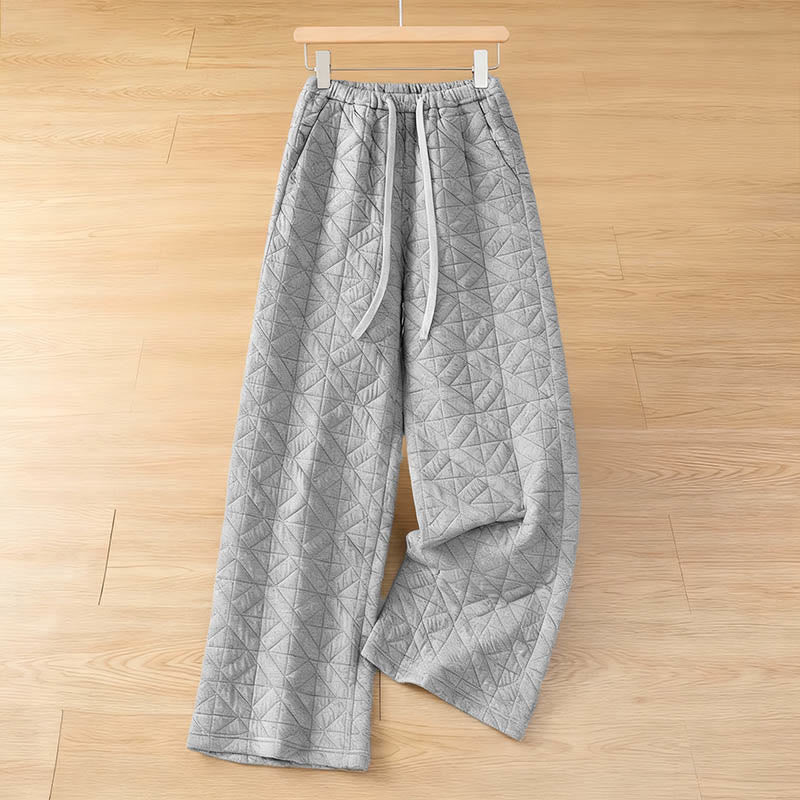 Buddha Stones Women's Fall Solid Color Drawstring Thermal Wide Leg Pants With Pockets