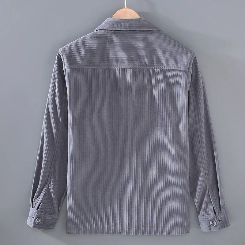 Buddha Stones Fall Lapel Design Long Sleeve Button Men's Jacket With Pockets