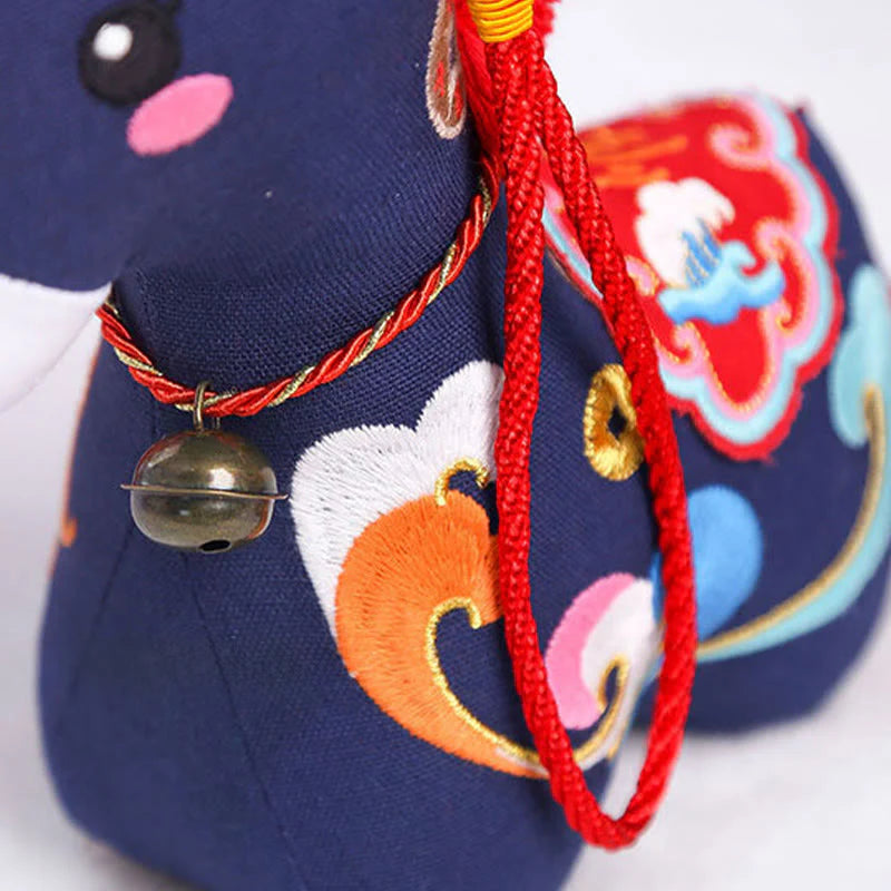 Buddha Stones Year of the Horse Copper Red String Fu Character Embroidery Prosperity Home Decoration