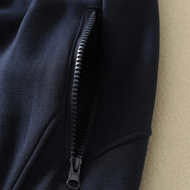 Buddha Stones Midnightblue Zipper Thermal Fleece-lined Women's Wide Leg Pants With Pockets