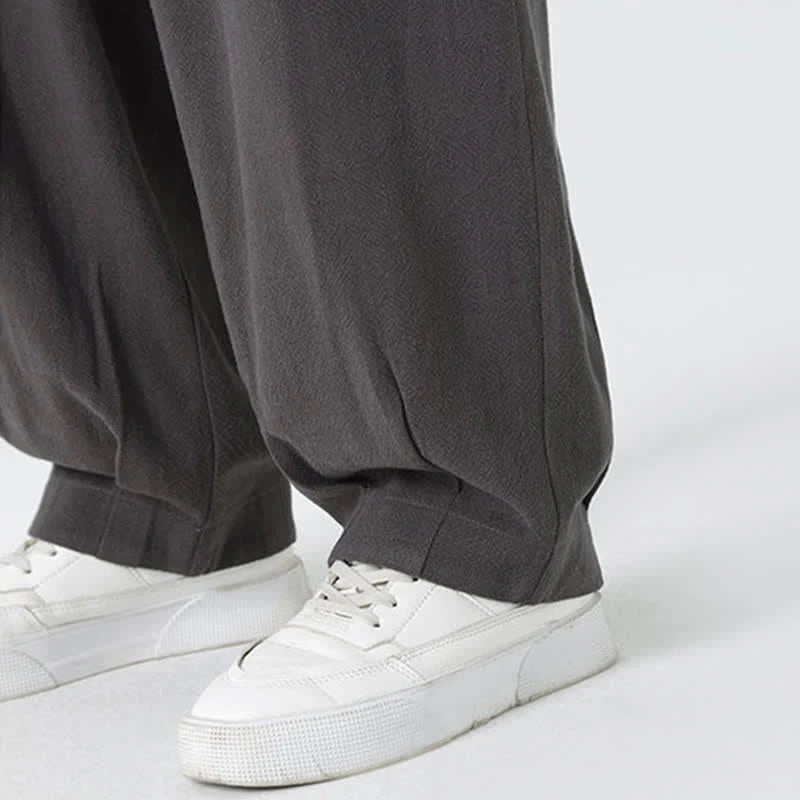 Buddha Stones Summer Drawstring Ankle Length Solid Color Men's Straight Leg Pants