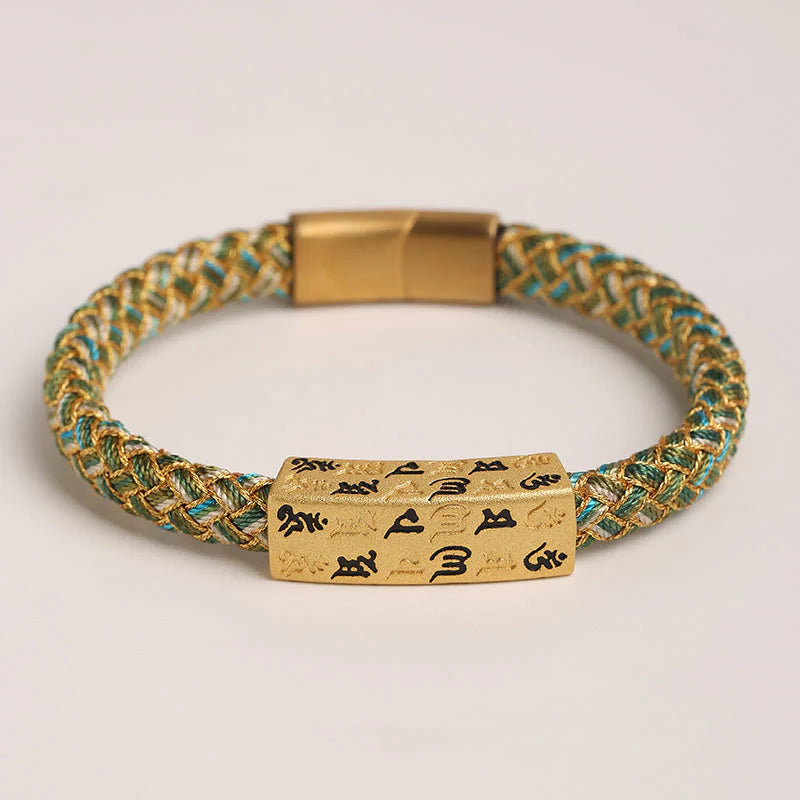 Buddha Stones Tibetan Om Mani Padme Hum Various Colors Rope Gold Thread Diamond Knot Luck Buckle Bracelet