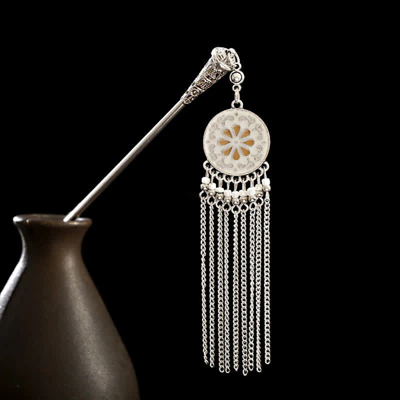 Buddha Stones Water Drop Lily of the Valley Flowers Tassels Confidence Hairpin