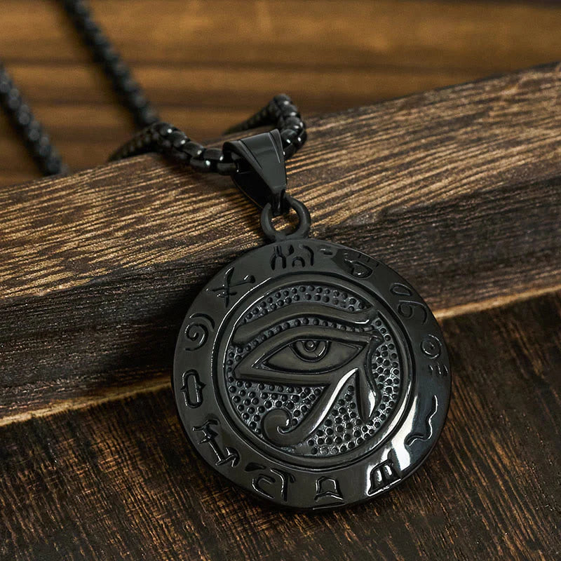 Buddha Stones Titanium Steel Evil Eye Balance Necklace Pendants