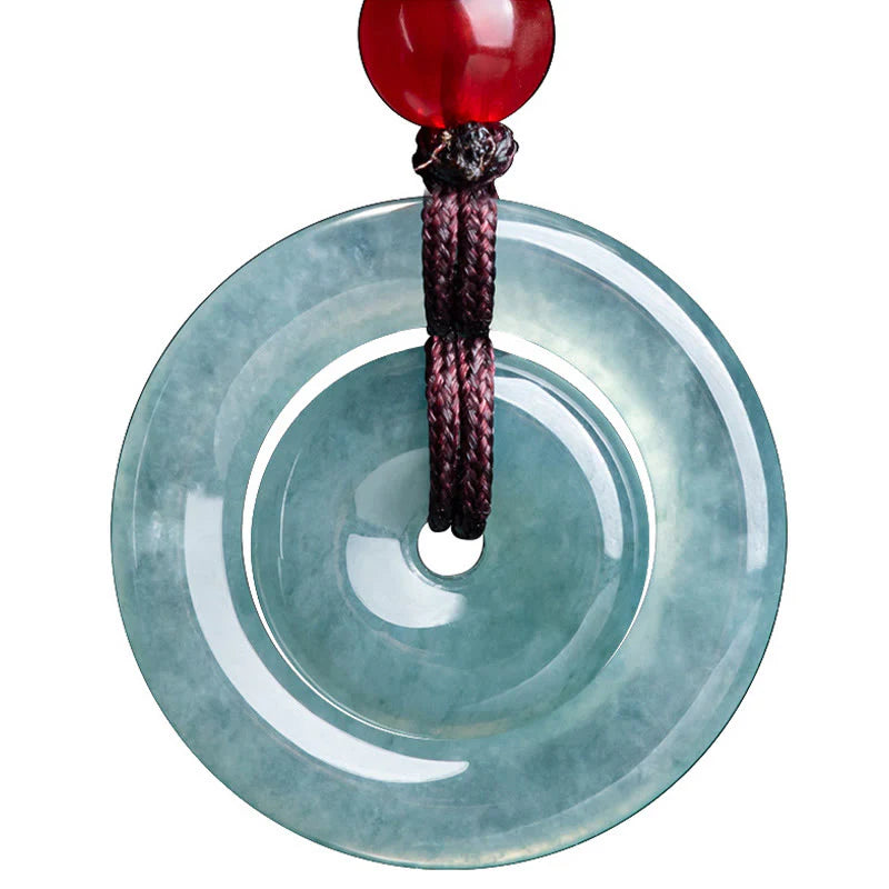 FREE Today: Auspicious and Protection Green Jade Double Peace Buckle Necklace Pendant