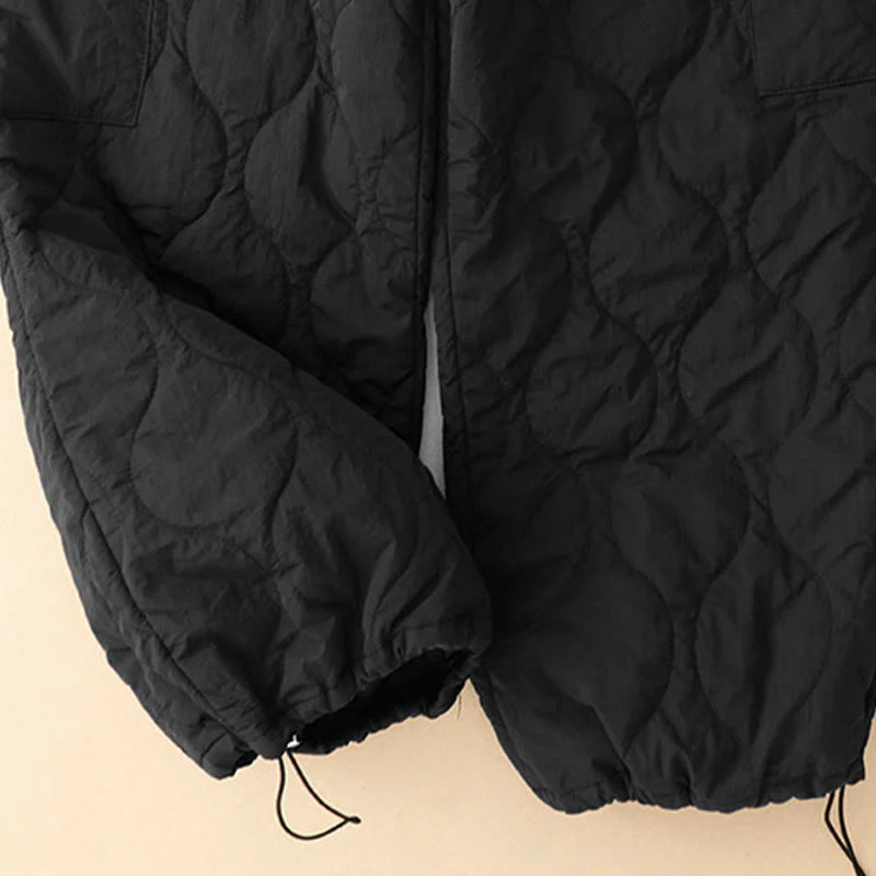 Buddha Stones Winter Curved Lines Elastic Waist Drawstring Cotton Thermal Women's Pants With Pockets