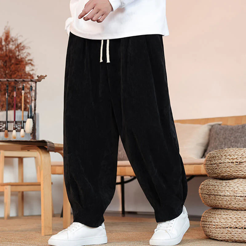 Buddha Stones Casual Solid Color Simple Design Men's Cotton Pants With Pockets