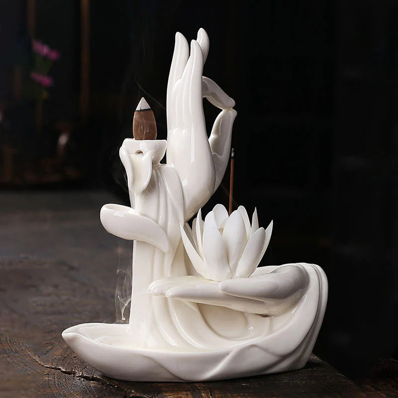 Buddha StonesTibetan Lotus Blessing Incense Burner Decoration (Extra 30% Off | USE CODE: FS30)
