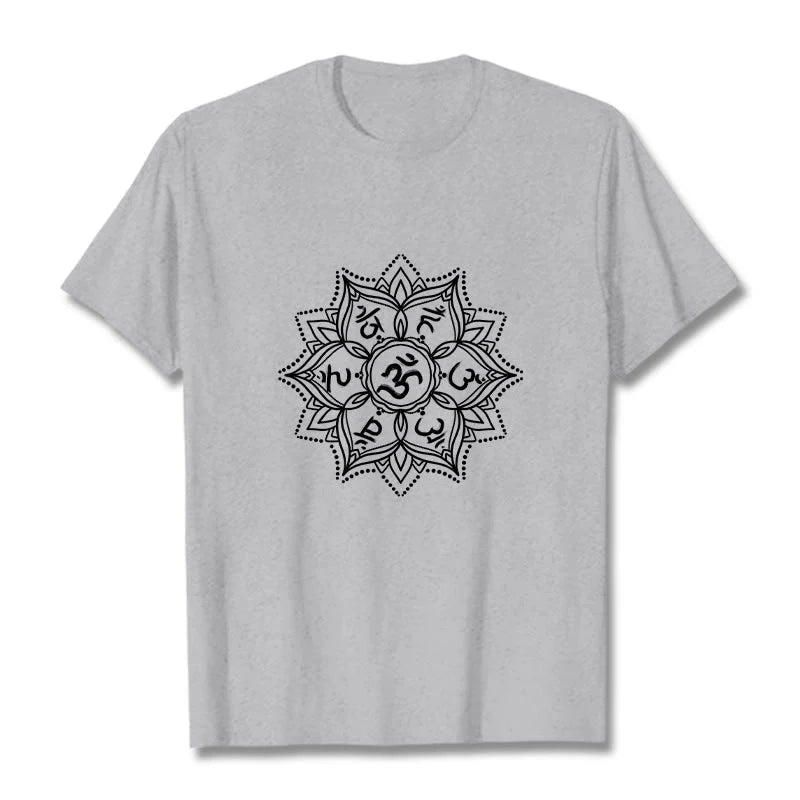 Buddha Stones Mandala Flower Om Mani Padme Hum Sanskrit Mantra Tee T-shirt