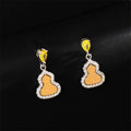 Buddha Stones Golden Gourd Zircon Copper Wealth Stud Earrings