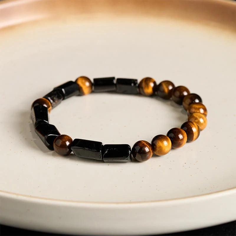 Buddha Stones Natural Black Tourmaline Tiger Eye Positive Bracelet