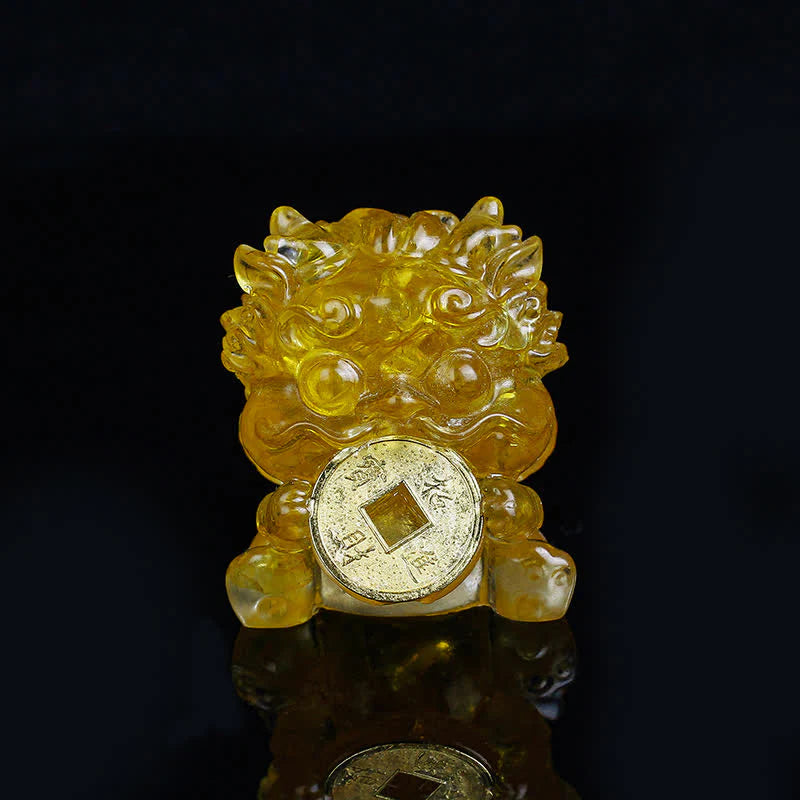 Buddha Stones Handmade Cute PiXiu Gold Coin Crystal Fengshui Energy Wealth Fortune Home Decoration