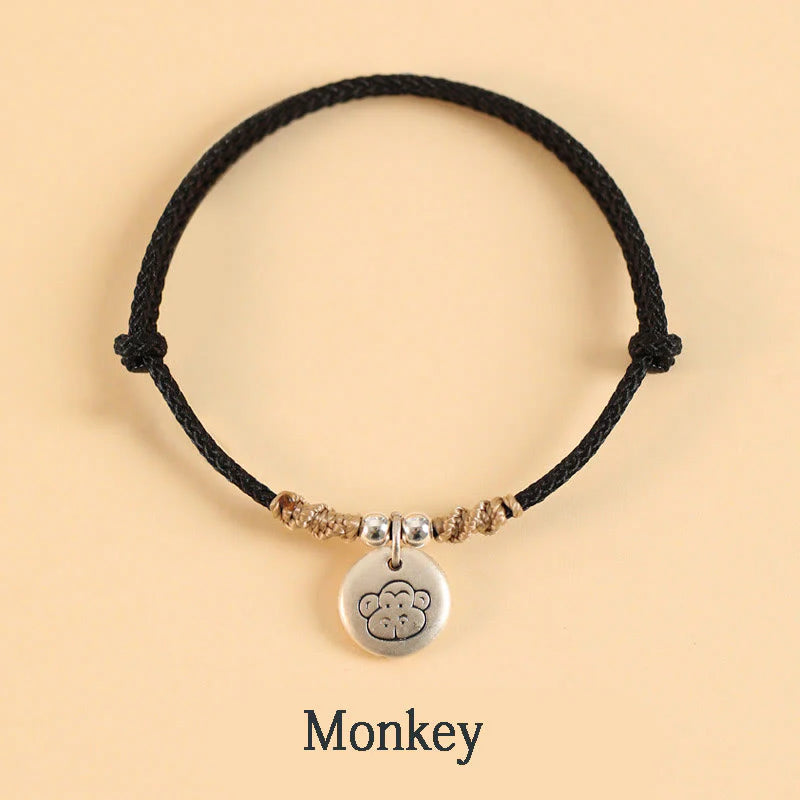 Buddha Stones Handmade 999 Sterling Silver Year of the Dragon Cute Chinese Zodiac Luck Braided Bracelet (Extra 35% Off | USE CODE: FS35)