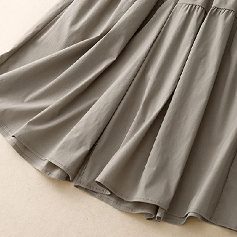 Buddha Stones Casual Loose Plain Women's Cotton Elastic 7-8 Length Wide Leg Pants With Pockets