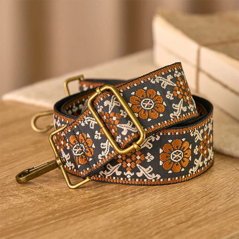 Buddha Stones Boho Brown Flower Geometric Adjustable Handbags Crossbody Shoulder Bag Straps Replacement